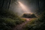 Verlassener Brunnen im Morgendunst